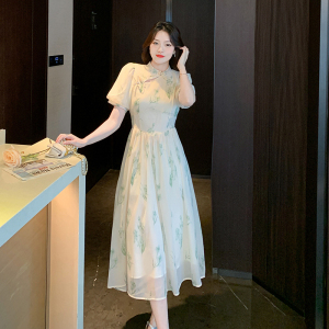 RM8170#新中式高级感年轻款少女改良旗袍法式气质超仙森系碎花连衣裙