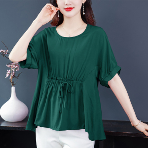 RM9599#大码女装衬衫2023夏季新款韩版宽松型套头短袖修身小衫