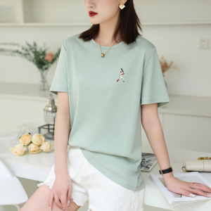 RM7409#新款圆领短袖T恤女夏季设计感宽松型时尚休闲套头上衣