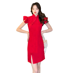 RM10802# 御姐女神范2023夏季连衣裙改良国风旗袍显瘦气质裙子女