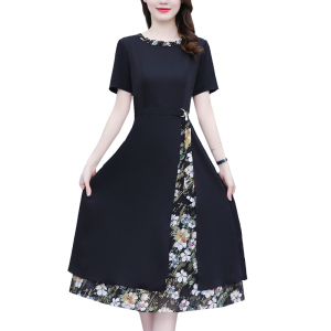 RM8683#高级感雪纺连衣裙女夏装2023年新款收腰显瘦气质时尚印花裙子