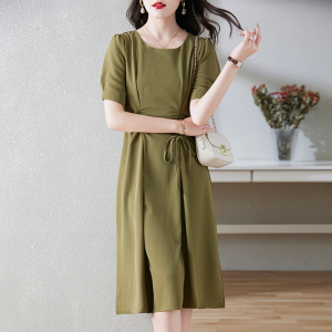 RM7914#夏季新款法式设计感抽绳皱褶遮肚显瘦连衣裙子女
