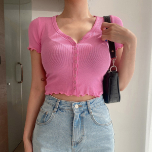 RM6424#夏季新款针织修身短袖T恤女