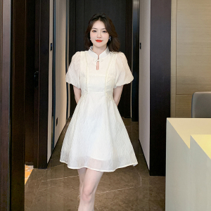 RM20342#新中式改良旗袍泡泡袖连衣裙子夏季女2023新款小众设计
