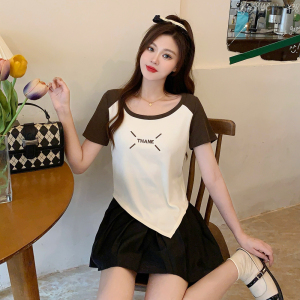 RM7462#大码女装新款简约休闲绣花短袖T恤