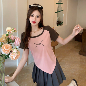 RM7462#大码女装新款简约休闲绣花短袖T恤