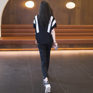 RM6996#大码女装短袖套装2023夏装新款胖MM洋气宽松显瘦休闲运动两件套女