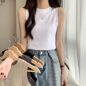 RM9059#辣妹设计感小众无袖工字背心女夏季短款修身小立领外穿显瘦