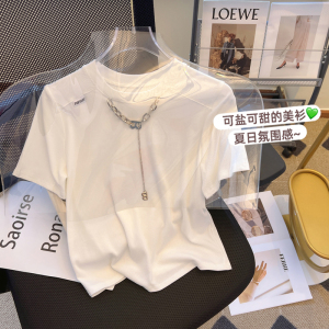 TR23654# 纯棉白色T恤...