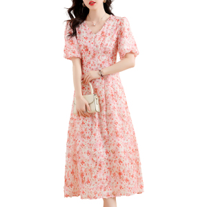 RM7678#温柔风法式复古小众设计感时尚显瘦修身雪纺连衣裙女