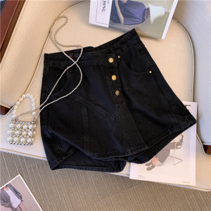 RM8470#夏装新款大码女装胖mm不规则设计感牛仔短裤裙子