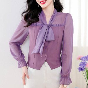 RM6836#新蝴蝶结洋气时尚气质上衣女衬衣设计感显瘦减龄衬衫