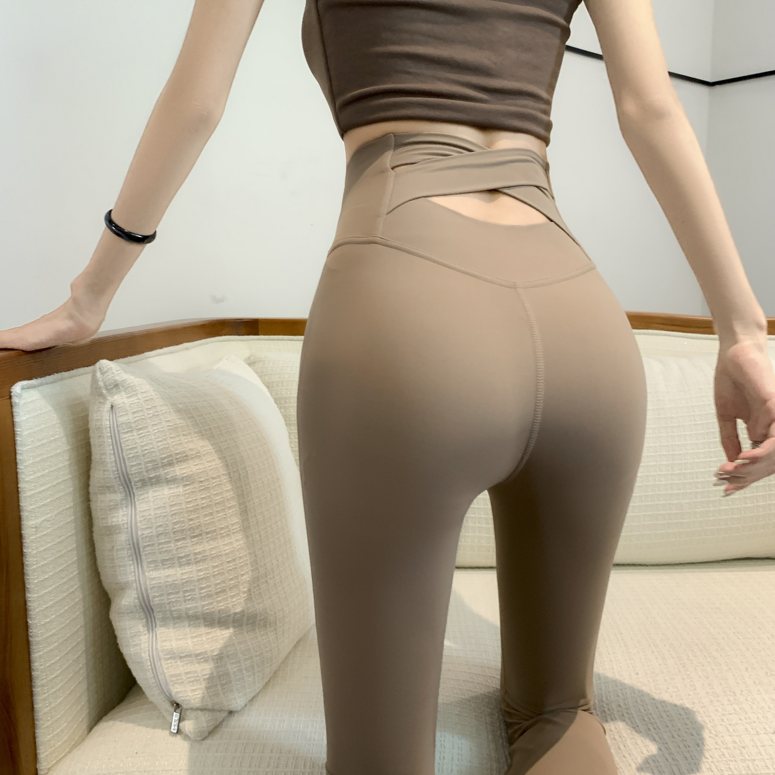 ~Casual high-waist stretch slim micro-flare pants hot girl drape straight yoga floor-length pants