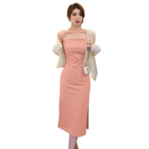 TR22490# 很显身材极简吊带连衣裙女新款纯色高级感内搭紧身裙子 服装批发女装服饰货源
