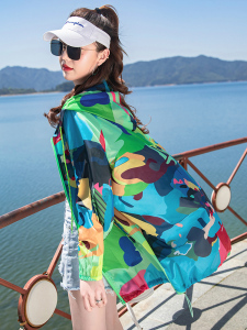RM6370#迷彩防晒衣女短款夏季2023新款轻薄时尚透气薄外套韩版洋气防晒服