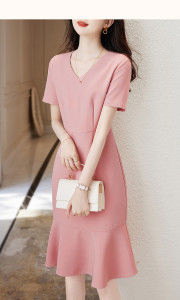 RM8752#粉色系名媛风气质女裙2023夏季新款精致收腰显瘦连衣裙