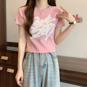 RM9060#白色短款t恤女短袖2023年夏季新款修身显瘦设计感别致辣妹装上衣