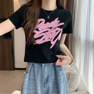 RM9060#白色短款t恤女短袖2023年夏季新款修身显瘦设计感别致辣妹装上衣