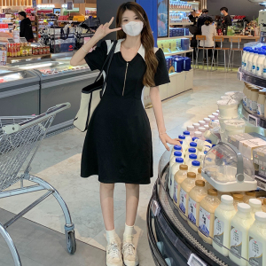 RM6305#大码微胖女生赫本小黑裙显瘦连衣裙女小众设计感胖mm梨型身材裙子