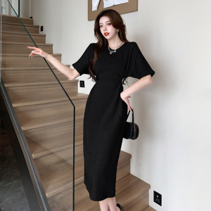 South Korea's Dongmen Summer New Fashion Crowd Design Sense Slim Slim Off waist Dress