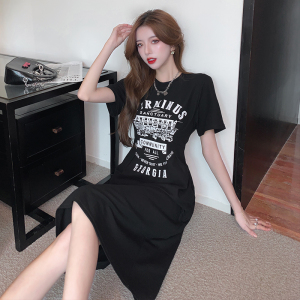 Summer New Women's Slim and Flesh Covering High Grade Casual T-shirt Dress