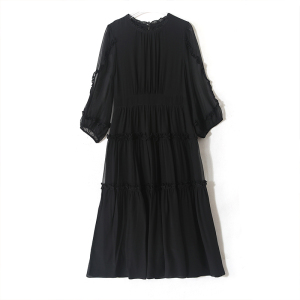 RM8829#黑色真丝连衣裙夏装女2023年新款高级感气质夏季桑蚕丝显瘦长裙子