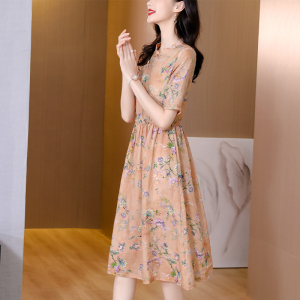 RM11991#改良版宽松旗袍夏季高端气质减龄妈妈文艺复古棉麻碎花连衣裙