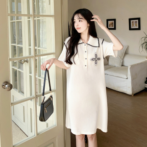RM6975#大码女装韩版新款设计感翻领连衣裙胖mm休闲百搭连衣裙
