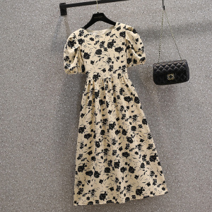 RM8506#夏装泡泡袖连衣裙赫本风法式高级感设计感小众长裙M-4XL200斤
