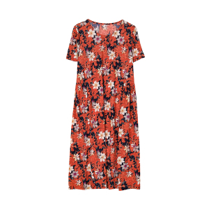 RM6804#修身显瘦夏季新款印发连衣裙套头短袖气质连衣裙