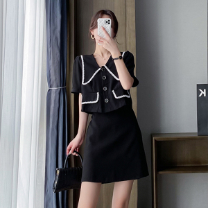 RM11581#大码女装2023夏季新款小香风西装减龄时尚两件套套裙