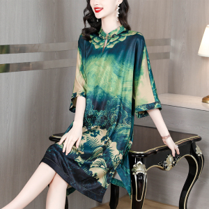 RM7163#新品改良中式旗袍气质桑蚕丝国风女连衣裙