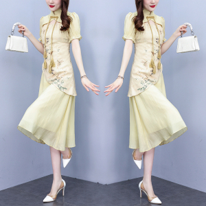 RM19857#大码2023年夏季新款中国风高端气质优雅改良旗袍淑女连衣裙
