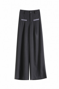 RM8143#高级感灰色西装裤春夏黑色设计感显瘦阔腿裤休闲垂坠感拖地裤裤子