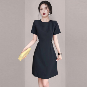RM7279#法式小香风优雅圆领连衣裙2023夏季新款女装别致漂亮气质纯色裙
