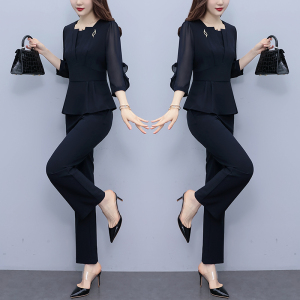 RM8447#洋气大码女装2023夏装新款优雅气质时尚大气减龄休闲收腰显瘦套装