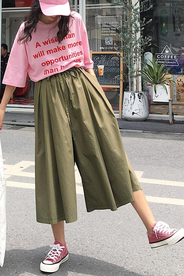 Actual shot of wide-leg pants for women in autumn, new Korean style, loose, casual, slim, fashionable, straight-leg, high-waisted, casual, three-quarters and nine points