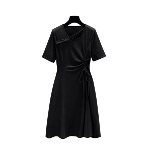 RM8038#夏季新款胖MM显瘦百搭减龄洋气个性设计藏肉心机连衣裙