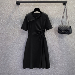 RM8038#夏季新款胖MM显瘦百搭减龄洋气个性设计藏肉心机连衣裙