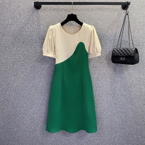 RM8039#夏季新款胖MM显瘦甜美拼接小个子气质设计小众连衣裙
