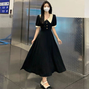 RM16903#夏装赫本风法式气质小众设计感连衣裙修身显瘦复古小黑裙