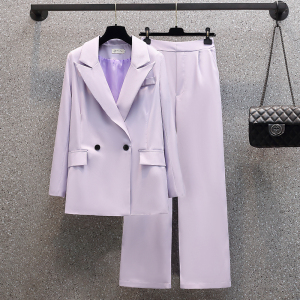 TR21970# 宽松高级感休闲西装套装女春季紫色廓形上袖上衣长裤两件套 服装批发女装服饰货源