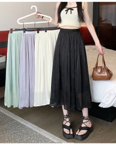 RY1597#韩版高腰显瘦百搭高级感网纱仙女半身裙