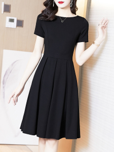 RM8370#黑色气质连衣裙女夏季2023年新款高级感正式场合职业赫本风小黑裙