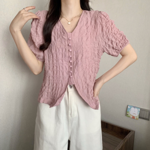 TR26036# 大码女装夏季韩版新款短袖设计感雪纺上衣女 女装批发服装批发直播货源