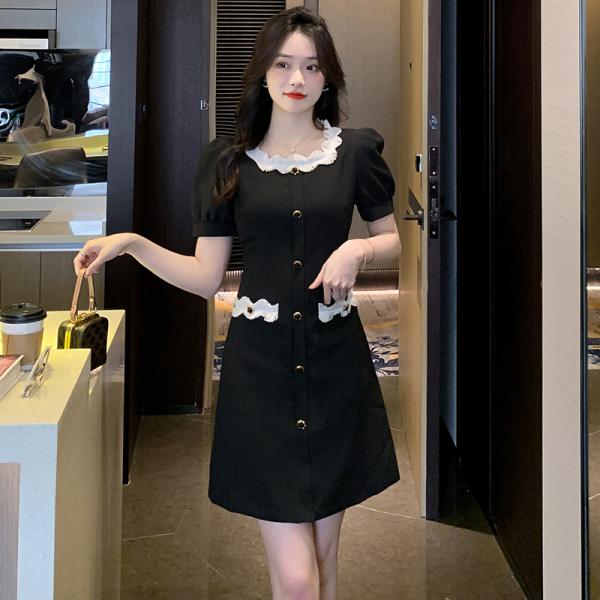 RM7439#夏季新款高品质小香风拼接修身气质减龄连衣裙