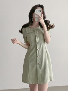 TR31729# 韩国chic法式气质收腰显瘦小香风连衣裙