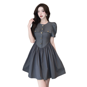 RM7432#赫本风复古法式气质小个子收腰显瘦连衣裙夏季2023新款