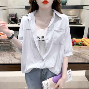 RM14279#新品假两件设计感小众拼接吊带衬衣韩版长袖上衣