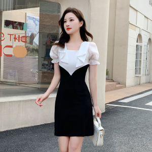 RM18324#夏季新款拼接女神气质名媛显瘦拼接连衣裙